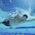 swimming in a public pool