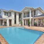 beautiful backyard with pool in australian mansion